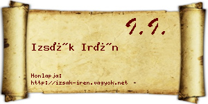 Izsák Irén névjegykártya